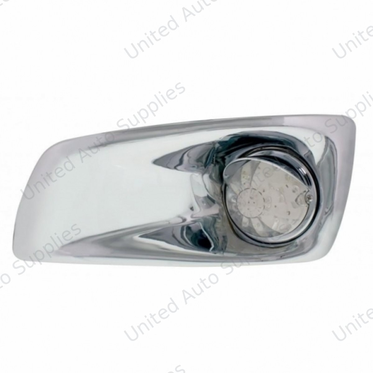 Fog Light Cover With 17 Amber LED Watermelon Light & Visor For 2007-17 KW T660- Driver -Clear Lens
