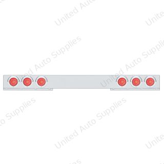 Chrome 1 Piece Rear Light Bar With Six 36 LED 4" Lights & Visors - Red LED/Red Lens