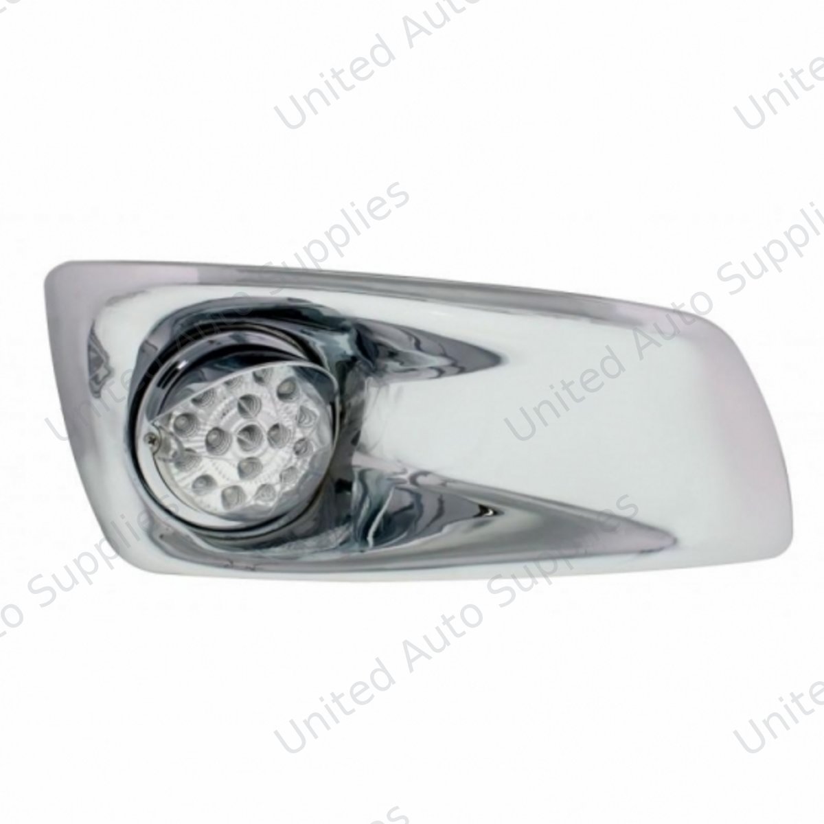 Fog Light Cover With 17 Amber LED Clear Style Reflector Light & Visor For 2007-17 KW T660- Passenger -Clear Lens