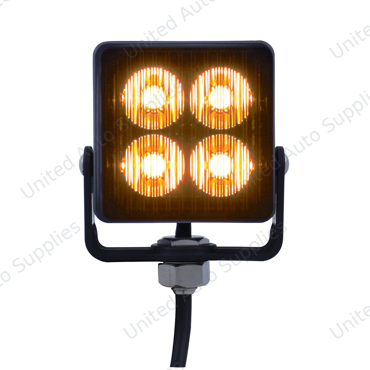 4 High Power LED Square Warning Lighthead - Amber LED (Bulk)