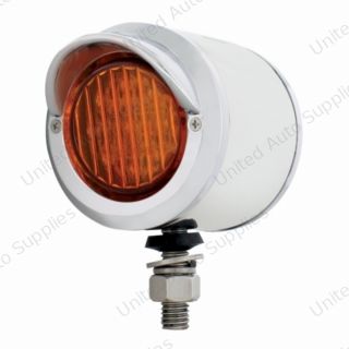 SS 2" Double Face Light With 9 LED 2" Lights & Visors - Amber & Red LED/Amber & Red Lens