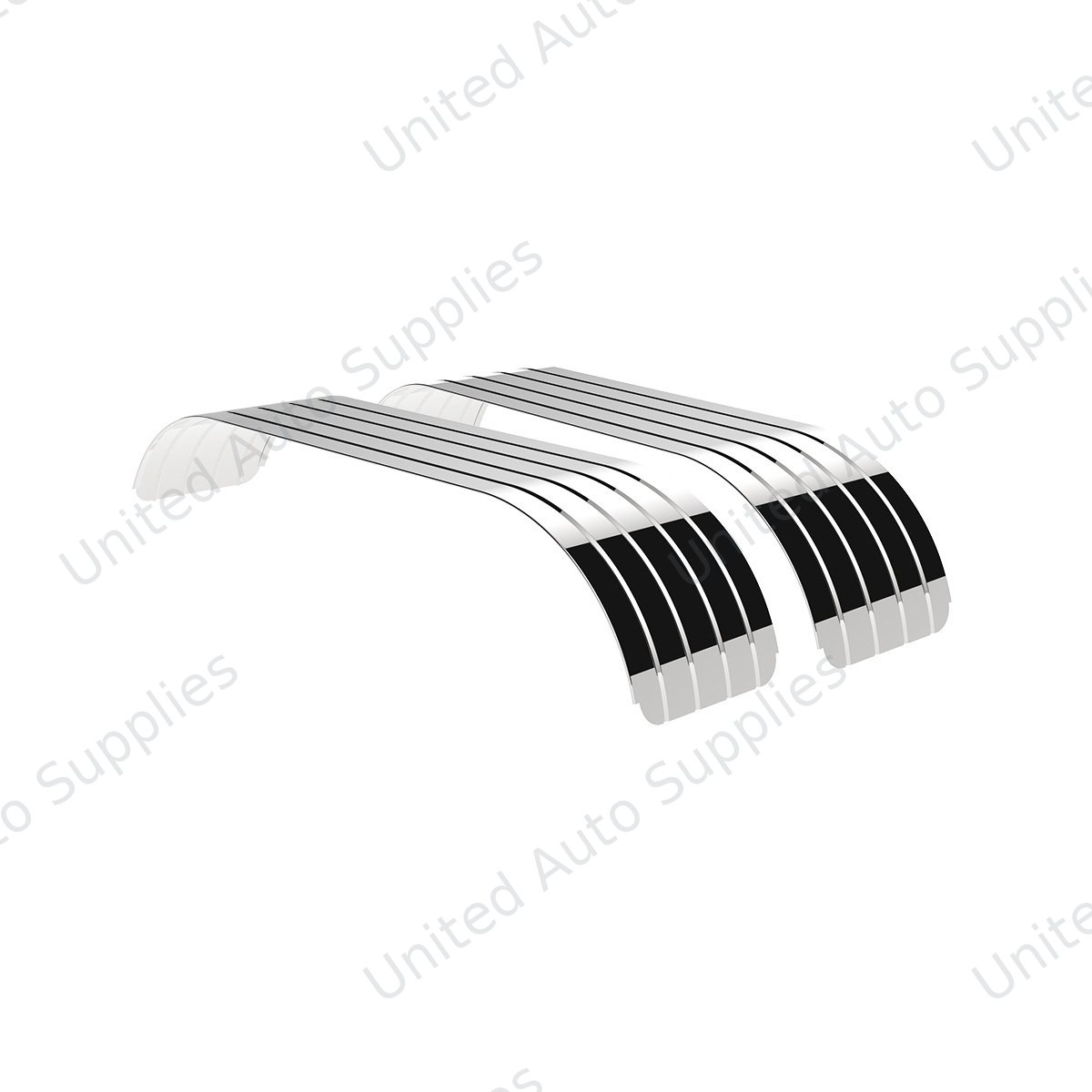 120" 430 Stainless Steel (16ga) Beaded Edge Ribbed Full Fender 60" Spread - SR Series (Pair)