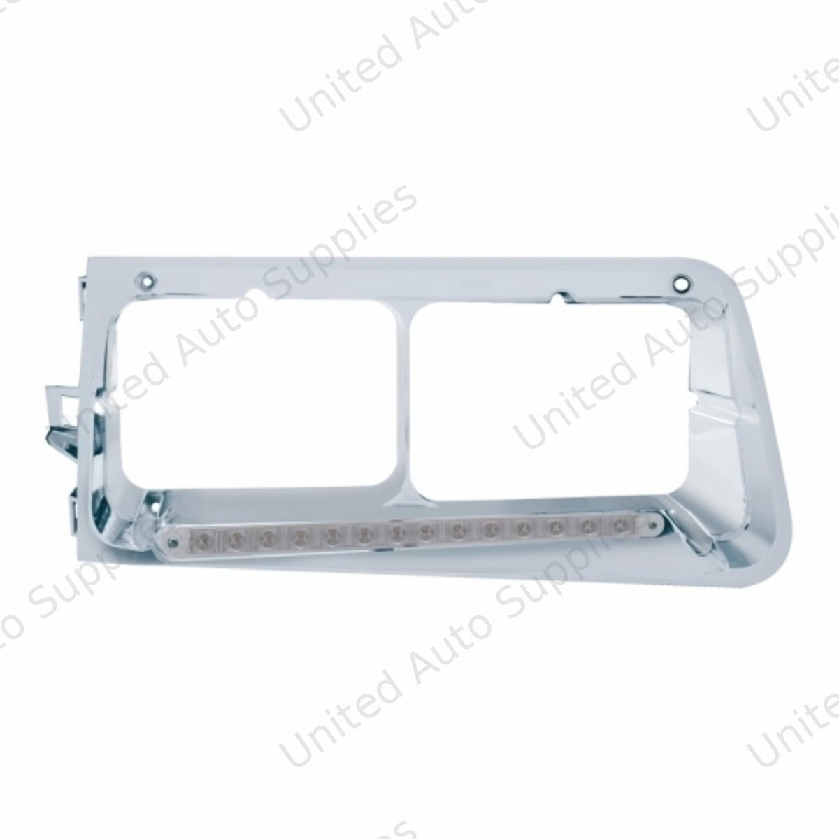 14 LED Headlight Bezel For 1989-2009 Freightliner FLD - Driver - Amber LED/Clear Lens