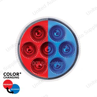 Double Fury 7 LED 2" Round Clearance/Marker Light-Red & Blue LED/Clear Lens