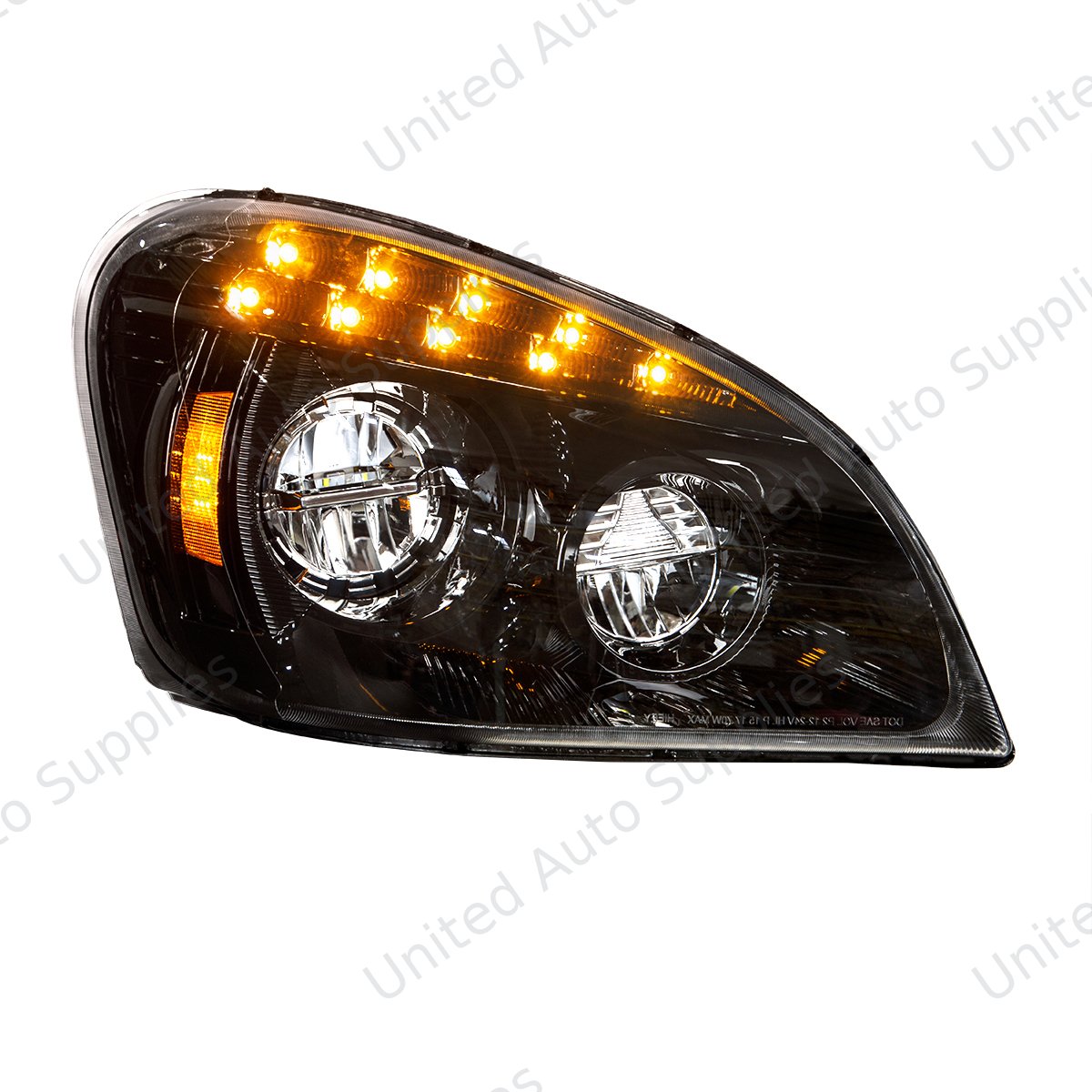Black LED Headlight For 2008-2017 Freightliner Cascadia - Passenger
