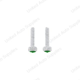 Chrome Short Dash Screw For Freightliner With Green Crystal (2-Pack)