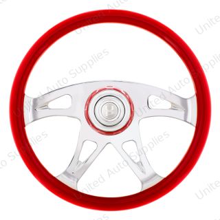 18" Boss Steering Wheel With Color Matching Horn Bezel - Indigo Red