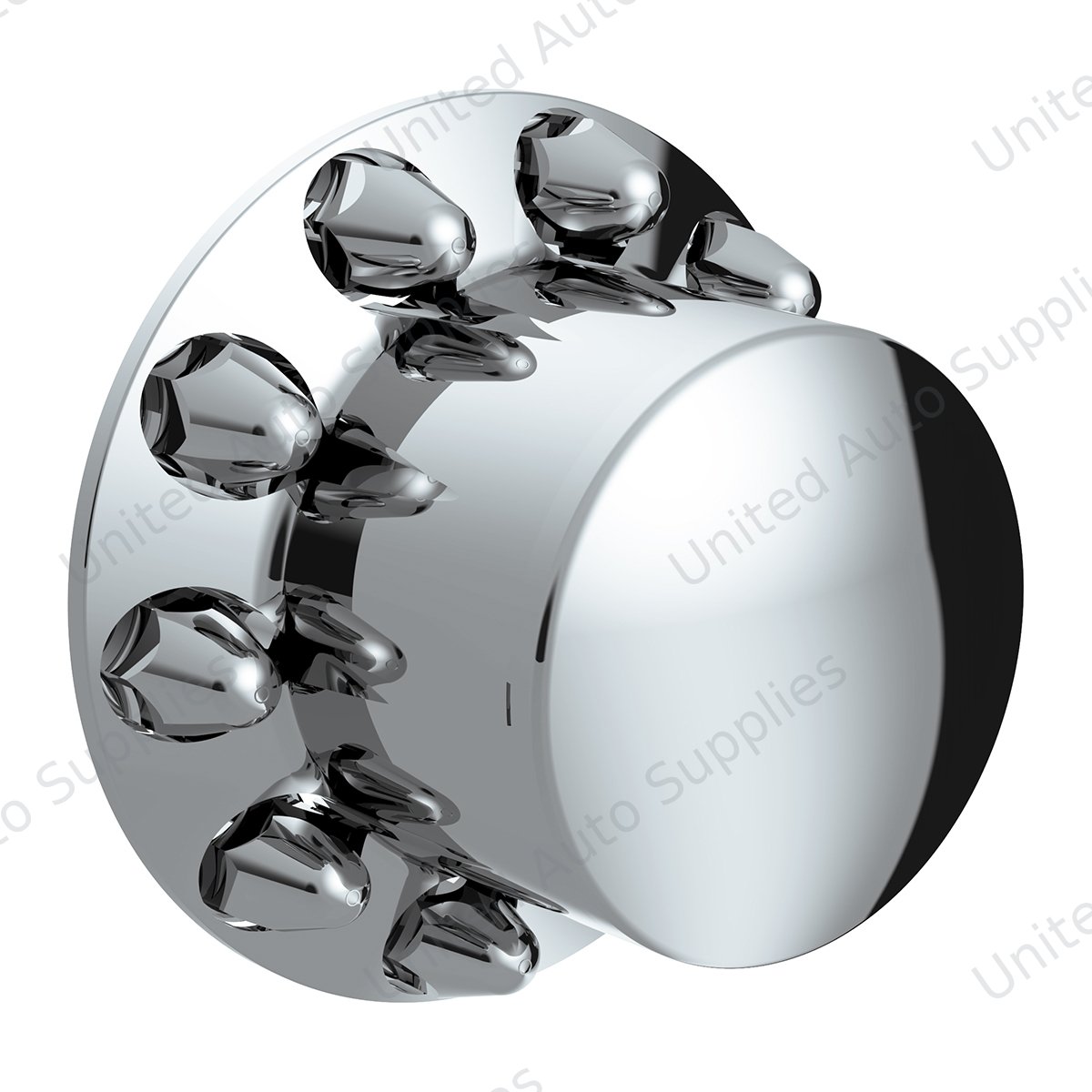 Dome Rear Axle Cover With 1-1/2" Push-On Standard Nut Covers - Chrome