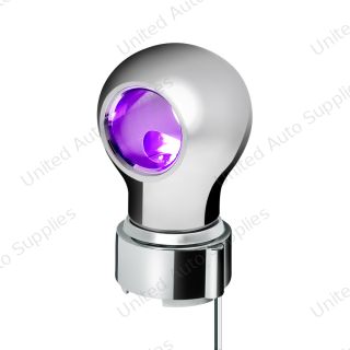Thread-On Chrome Charlotte Gearshift Knob With LED 9/10 Speed Adapter-Purple LED