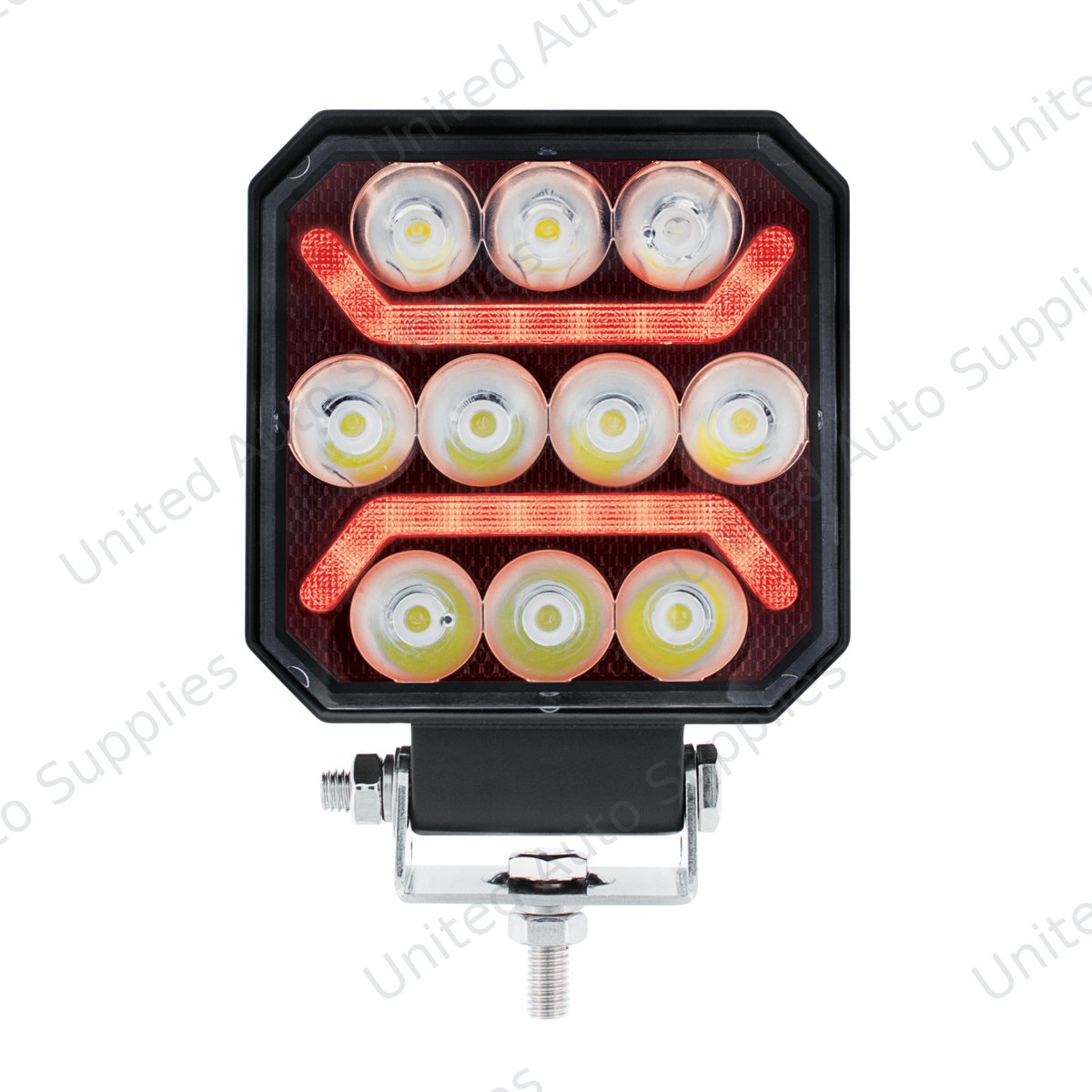 11 LED High Power LED Work Light With "U" Light Guide-Red