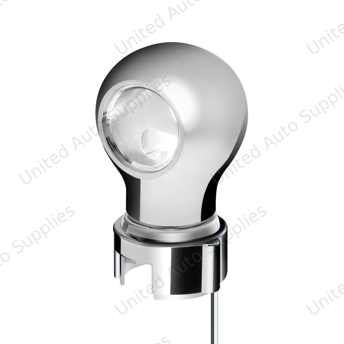 Thread-On Chrome Charlotte Gearshift Knob With LED 13/15/18 Speed Adapter-White LED