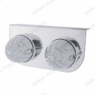Stainless Light Bracket With 2X 19 LED Bullet Style Grakon 1000 Lights - Amber LED/Clear Lens