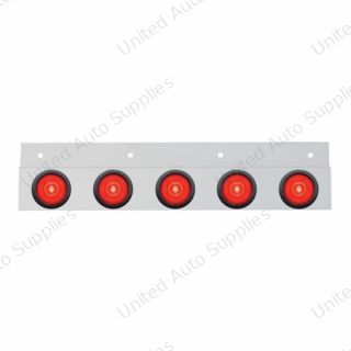 Stainless Top Mud Flap Bracket With 5X 6 LED 2" GloLight & Grommets - Red LED/Red Lens (Each)
