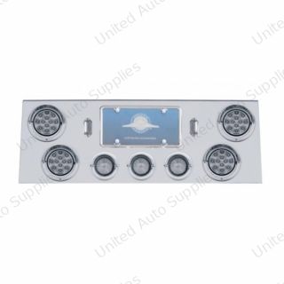 SS Rear Center Panel +4X LED 4" Refl. Light & 3X LED 2.5" Beehive Light & Visor-Red LED/Clear Lens