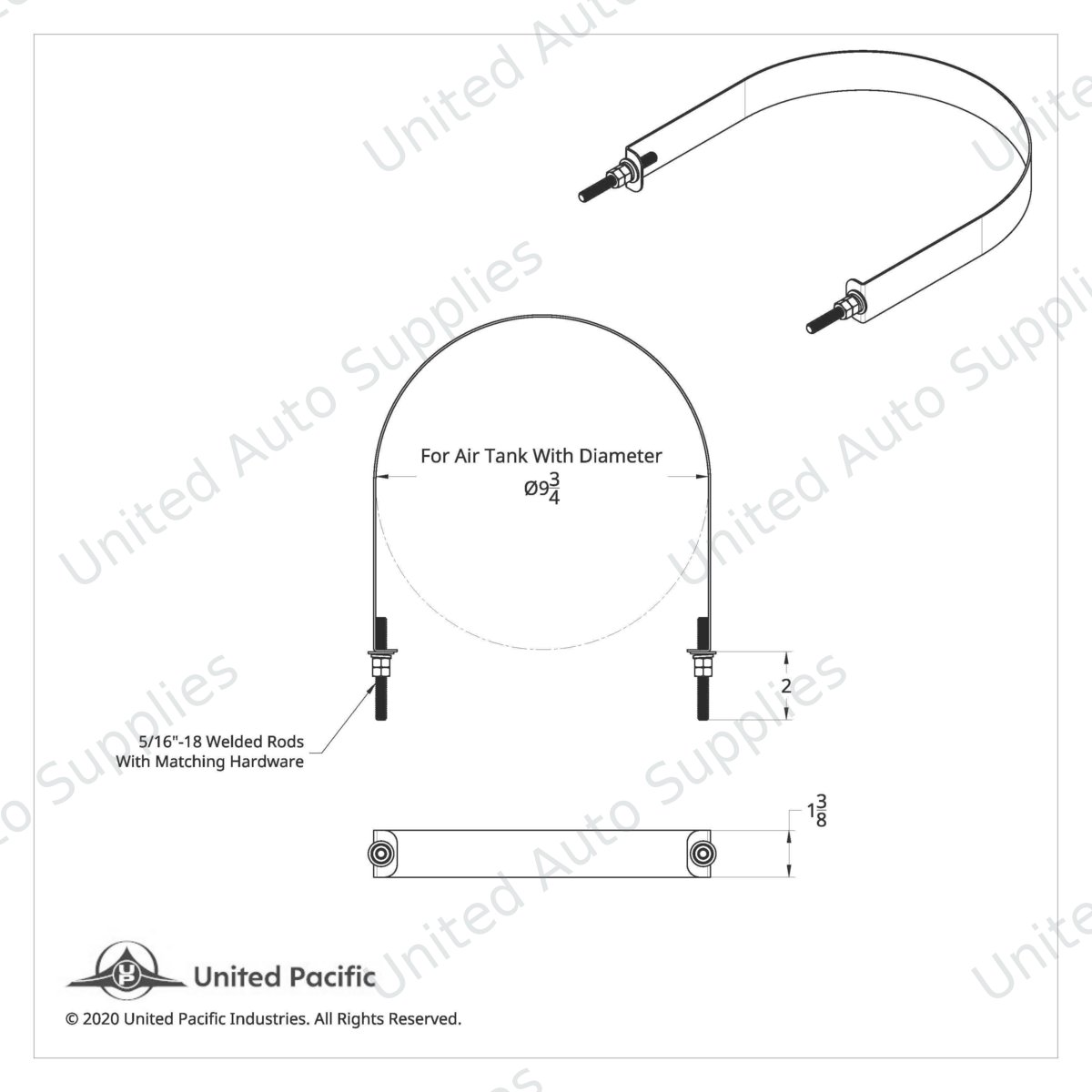 304 Stainless Steel Air Tank Straps For 9-3/4" Round Air Tank (Pair)
