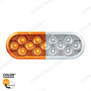 13 LED 6" Oval Double Fury Light (Turn Signal)-Amber & White LED/Clear Lens