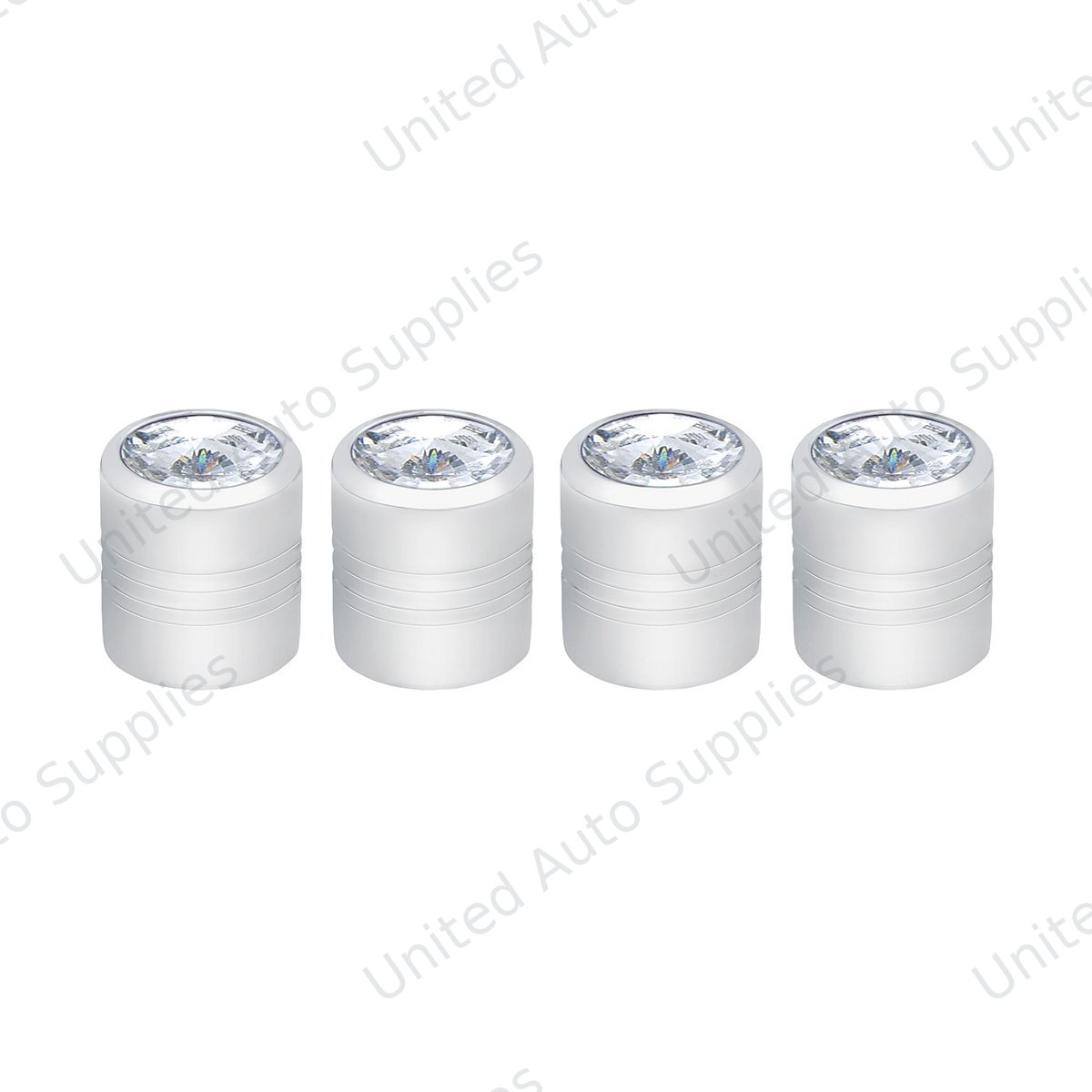 Chrome Round Valve Caps With Clear Crystal (4-Pack)