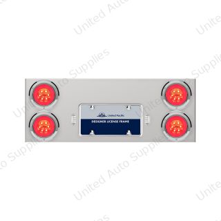 33-3/4" Stainless Rear Center Panel With Four 21 LED 4" GloLight & Bezels - Red LED/Clear Lens
