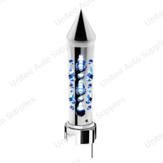 Brooklyn Spike Gearshift Knob With LED 13/15/18 Speed Adapter - Chrome/Blue LED