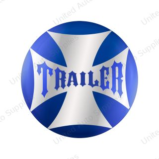 "Trailer" Maltese Cross Air Valve Knob Candy Color Sticker Only- Indigo Blue