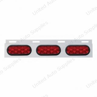 Stainless Top Mud Flap Plate With Three 10 LED Lights & Grommet - Red LED/Red Lens (Each)