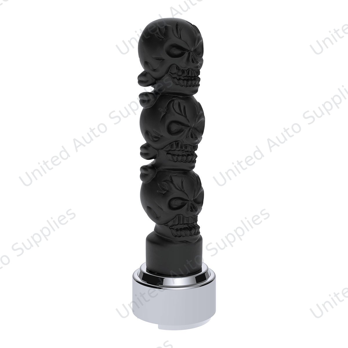 Thread-On 3-Skulls Gearshift Knob With Adapter For Eaton-Fuller 9/10 Speed Shifter-Matte Black