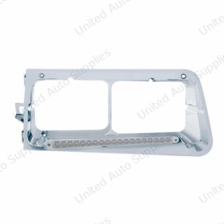 19 LED Headlight Bezel For 1989-2009 Freightliner FLD - Passenger - Amber LED/Clear Lens