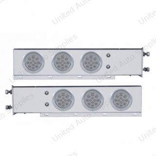 3-3/4" Bolt Pattern Chrome Spring Loaded Bar W/6X 12 Red LED 4" Refl. Lights & Visors -Clear Lens (Pair)