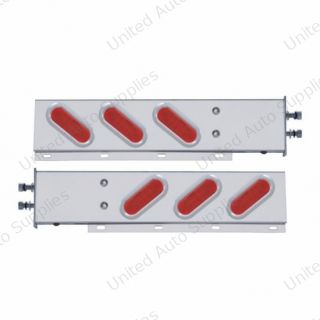 2.5" Bolt Pattern SS Spring Loaded Bar With 6 Oval 12 LED Lights & Bezel -Red LED & Lens (Pair)