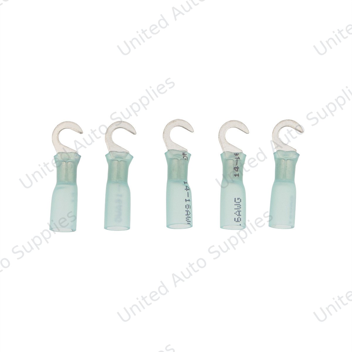 16-14 AWG #10 Stud CS Heat Shrink Hook Terminal - Blue (5-Pack)