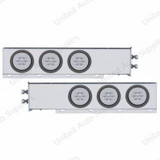 2" Bolt Pattern SS Spring Loaded Bar With 6X 21 LED 4" GloLight -Red LED/Clear Lens (Pair)