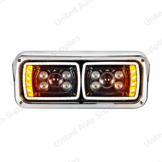 10 High Power LED "Blackout" Projection Headlight With LED Turn Signal & Position Light Bar - Passenger
