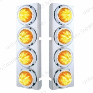 SS Front Air Cleaner Bracket With 8X 9 LED 2" Beehive Lights & Bezels For Peterbilt-Amber LED & Lens