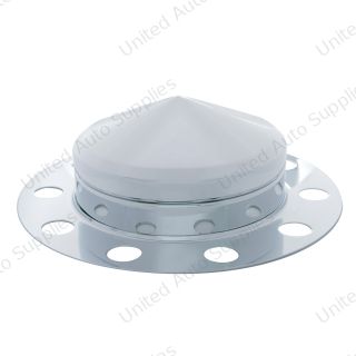 Chrome Pointed Front Axle Cover 3PC Kit For 33mm Nut Cover - Steel/Aluminum Wheel (10 Hole)