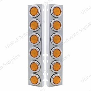 Peterbilt Front Air Cleaner Kit With Twelve 2" Incandescent Flat Lights & Bezel - Amber Lens (Pair)