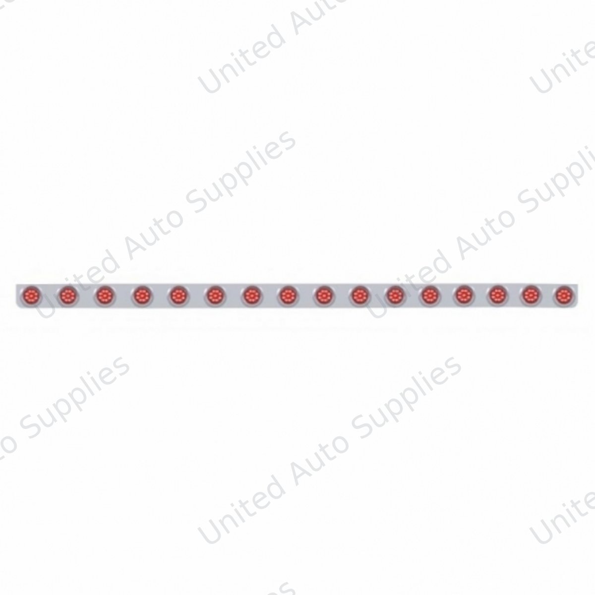 79-1/2" Stainless Bumper Light Bracket With 16X 9 LED 2" Lights & Visors - Red LED/Red Lens