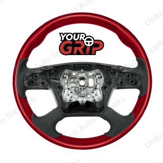 18" YourGrip Wood Candy Color Steering Wheel For 2018-2026 Freightliner Cascadia-Candy Red