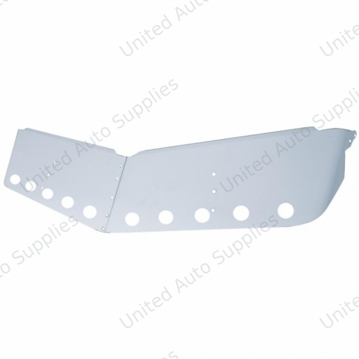 13" Stainless Low Roof Drop Sunvisor With Eight 2" Light Cutouts For Peterbilt (2004+)