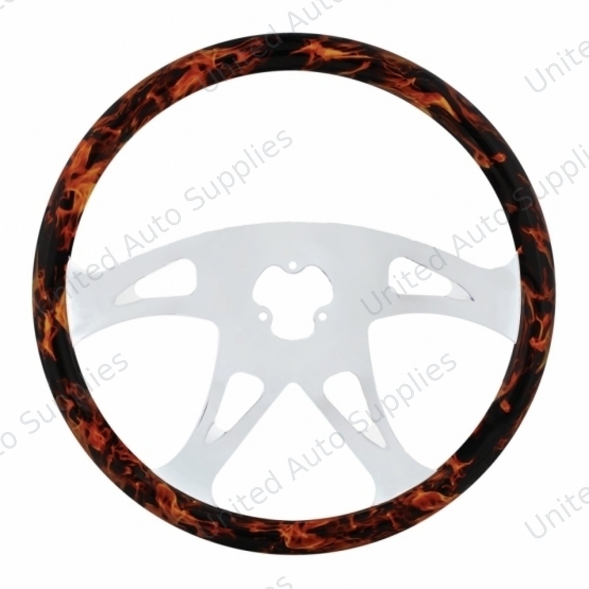 18" Flame Steering Wheel With Hydro-dip Finish Wood - Boss