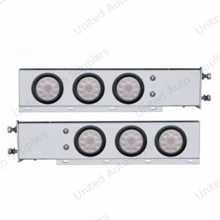 3-3/4" Bolt Pattern Chrome Spring Loaded Bar W/6X 4" 10 Red LED Lights - Clear Lens (Pair)