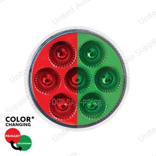 Double Fury 7 LED 2" Round Clearance/Marker Light-Red & Green LED/Clear Lens