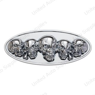 Chrome Die Cast Oval Emblem - 3D Skull