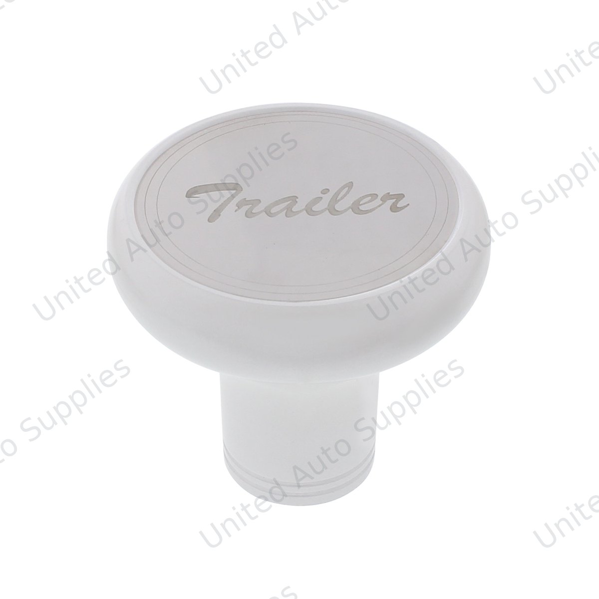 Deluxe Aluminum Screw-On Air Valve Knob With Stainless "Trailer" Plaque - Pearl White