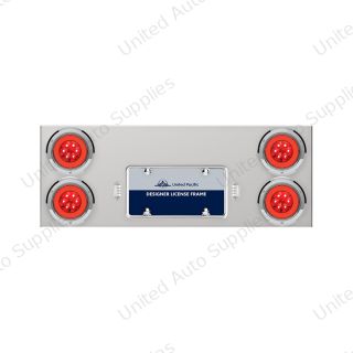 33-3/4" Stainless Rear Center Panel With Four 21 LED 4" GloLight & Bezels - Red LED/Red Lens