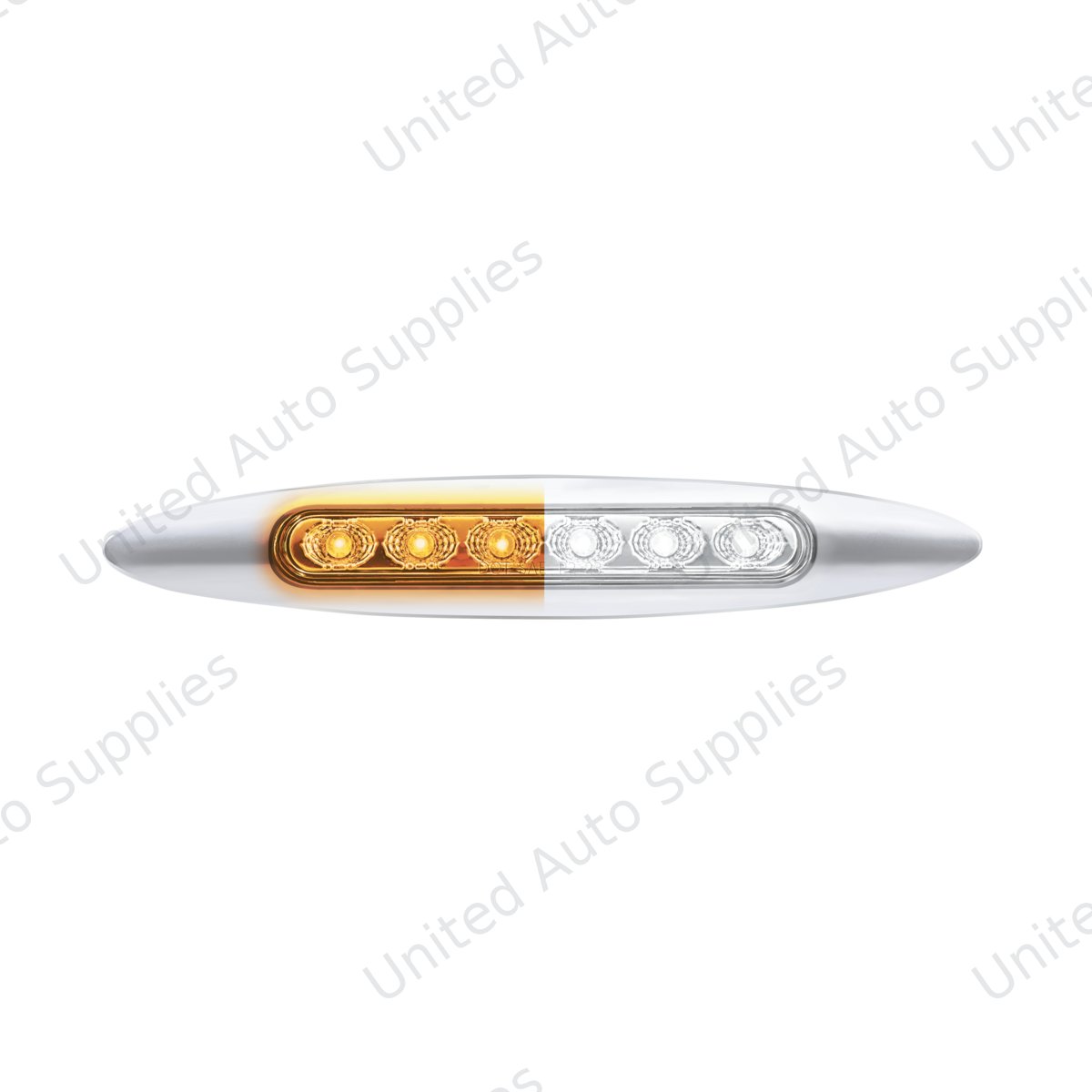Double Fury 6 LED Dual Function 6" Marker Light With Chrome Bezel-Amber & White/Clear Lens
