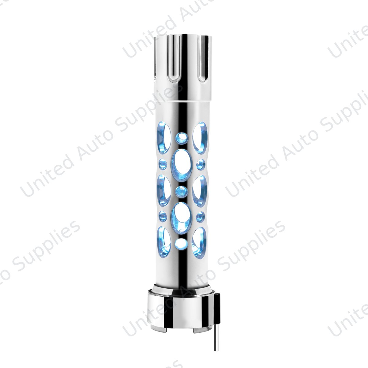 Austin Gun Cylinder Gearshift Knob With LED 9/10 Speed Adapter - Chrome/Blue LED
