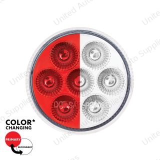 Double Fury 7 LED 2" Round Clearance/Marker Light-Red & White LED/Clear Lens