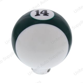 Number 14 Pool Ball Gearshift Knob - Gloss Green Striped