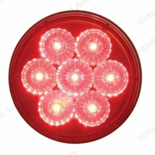 7 LED 4" Round Reflector Light (Stop, Turn & Tail) - Red LED/Red Lens