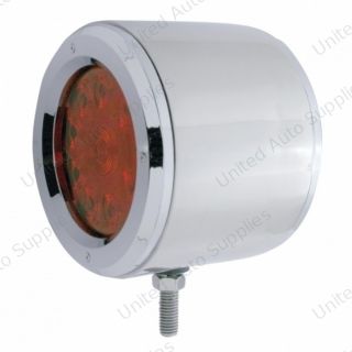 SS Double Face Light With 10 LED 4" Lights With Bezels - Amber & Red LED/Amber & Red Lens